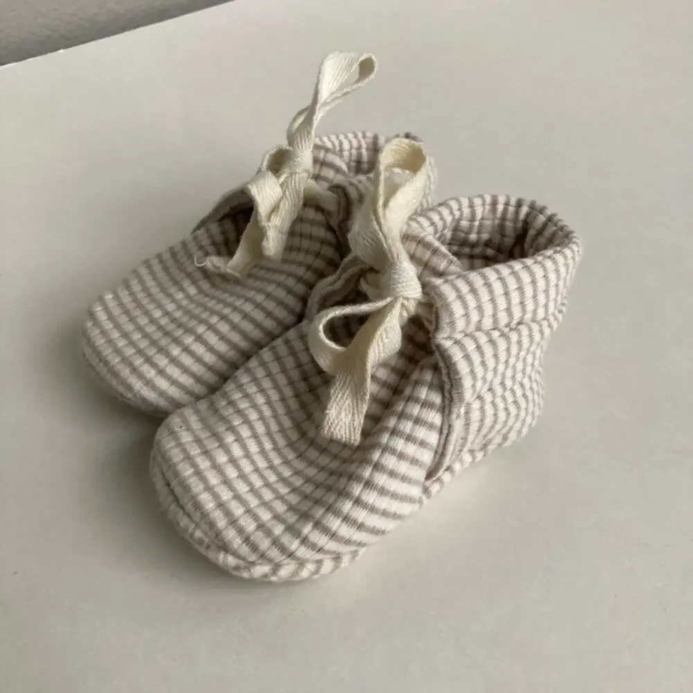 Quincy Mae Beige & Cream Baby Walker Shoes